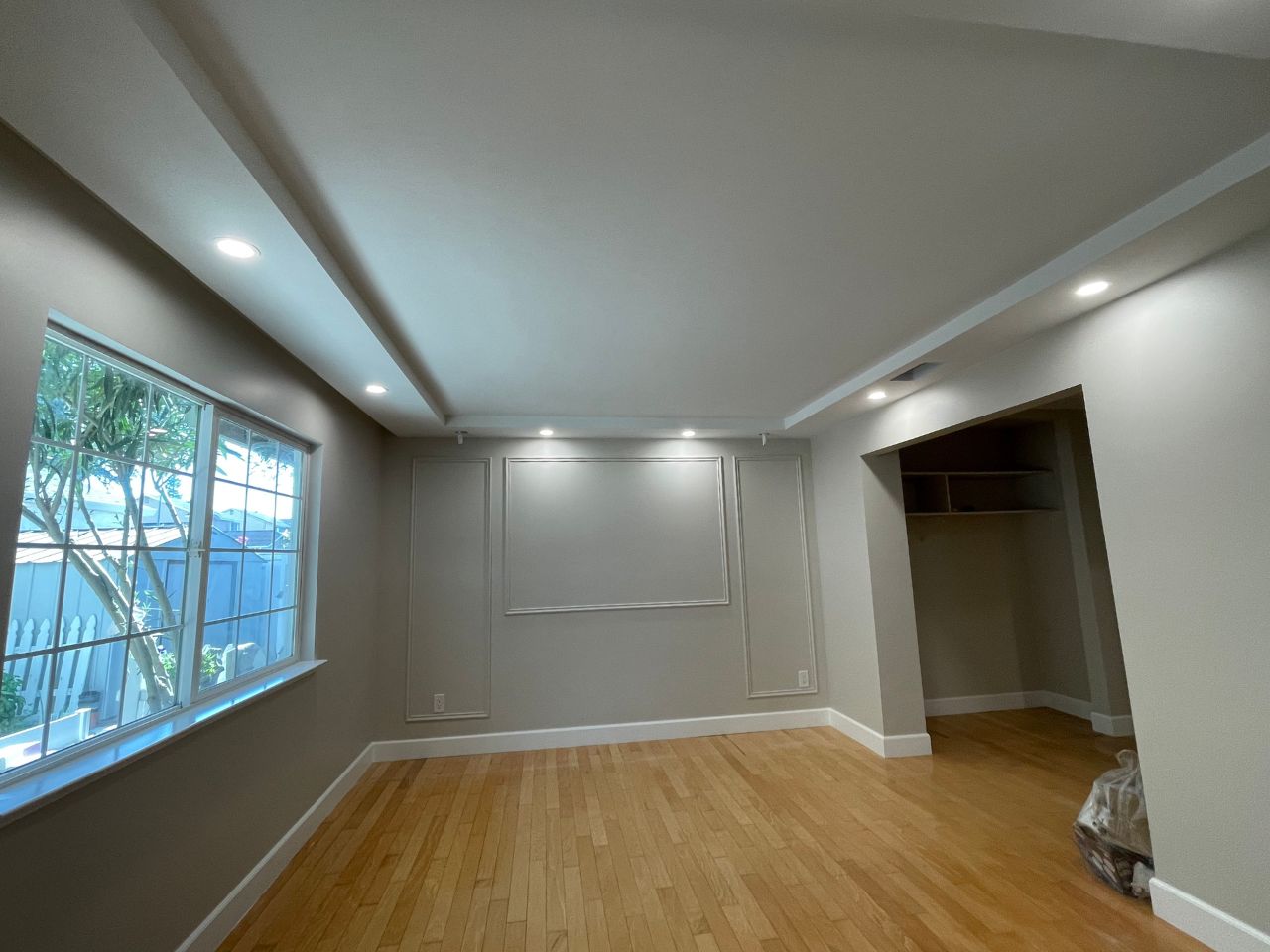 Recessed lights in a hallway